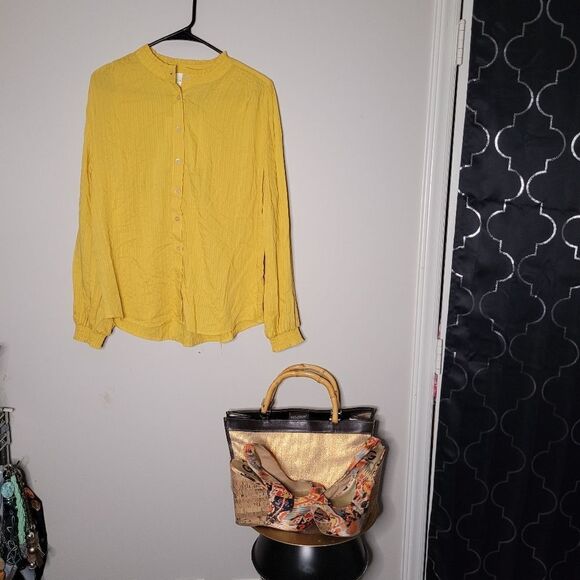 🌴100% VISCOE Dobby blouse Gold - Picture 7 of 7